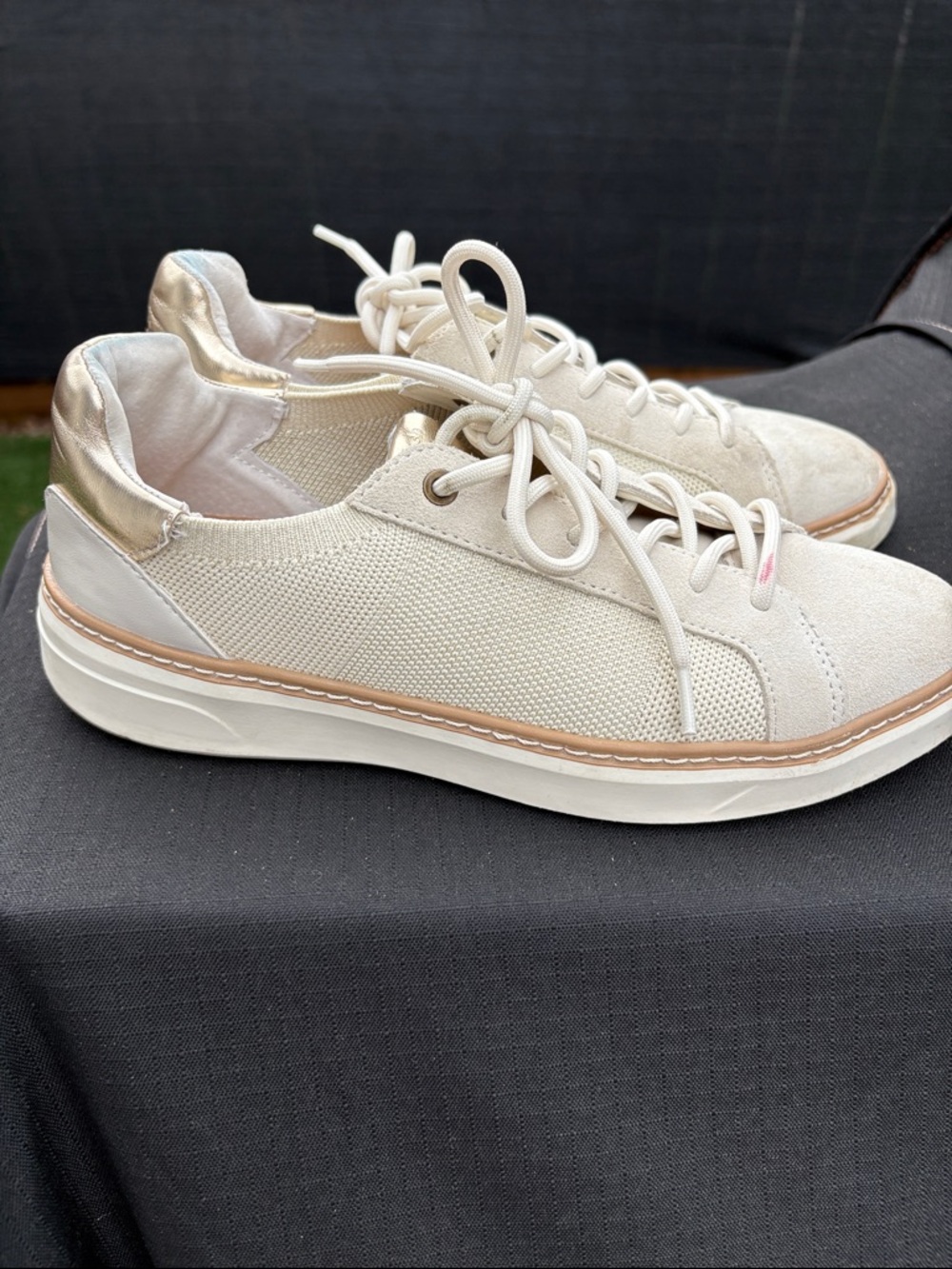 Hush Puppies Ivory and Metallic Accent Women's Sneakers